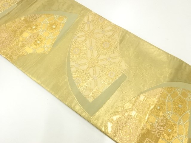 JAPANESE KIMONO / ANTIQUE FUKURO OBI / SILK / WOVEN FLORAL CREST & SHOKKOMON